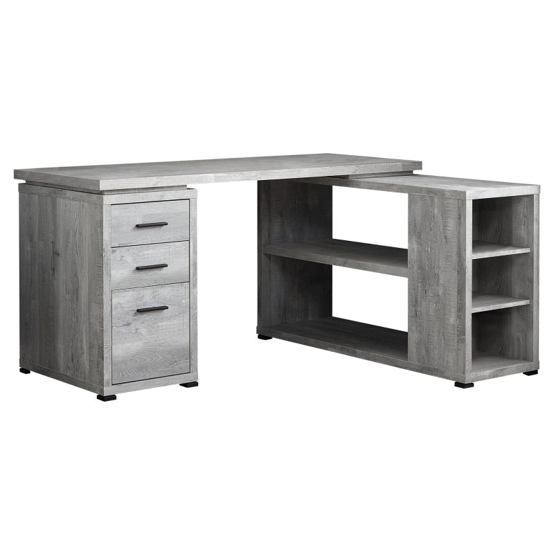 Classic Gray Woodgrain L-Shaped 60" Computer Desk - Image 2