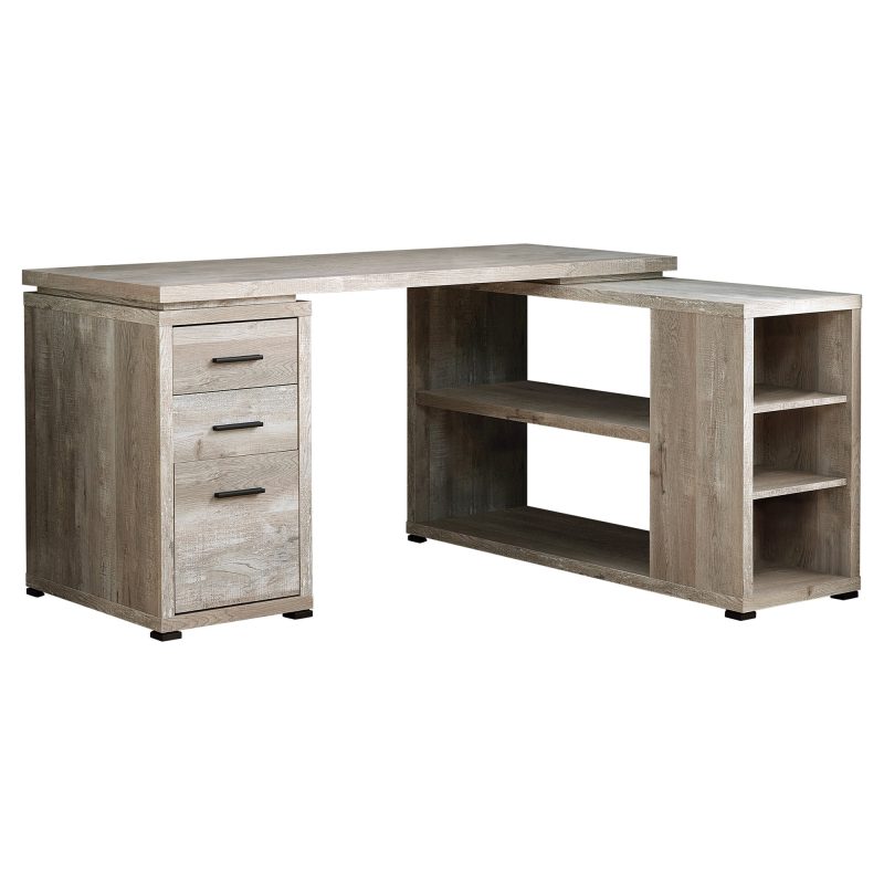 Soft Taupe Woodgrain L-Shaped 60" Computer Desk - Image 3