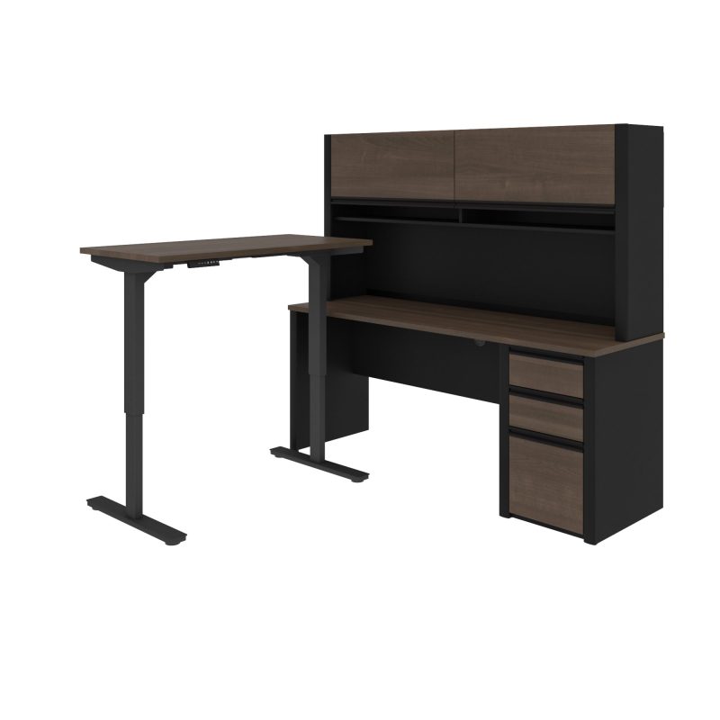 Modern Antigua and Black Desk & Hutch with Included Height Adjustable Desk - Image 4