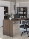 72" L-Shaped Executive Desk with Storage Cabinets in Antigua & White