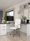 Modern White & Deep Gray L-shaped Desk with Drawers
