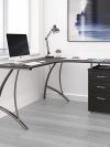 59" Curved L-Desk in Espresso with Locking File