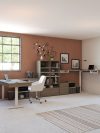 Set of Two 88" L-Shaped Adjustable Desks with Built-in Storage in Walnut Gray
