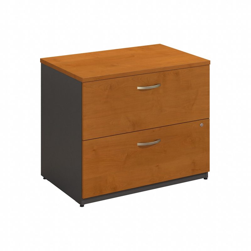 Natural Cherry & Graphite L-Shaped Desk with Mobile File - Image 7