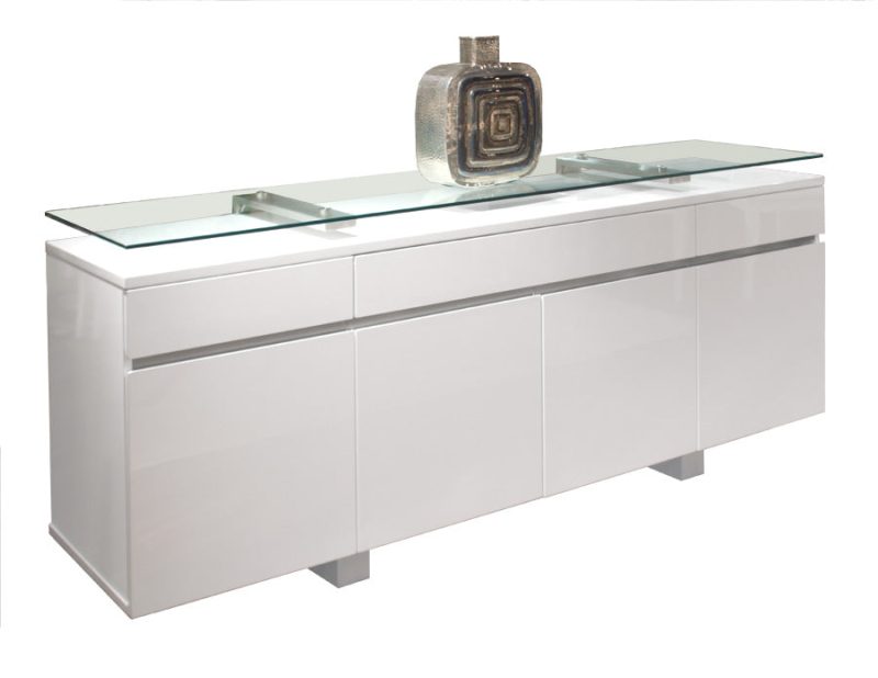 Premium 69" White Lacquer Modern Glass Executive Desk - Image 4