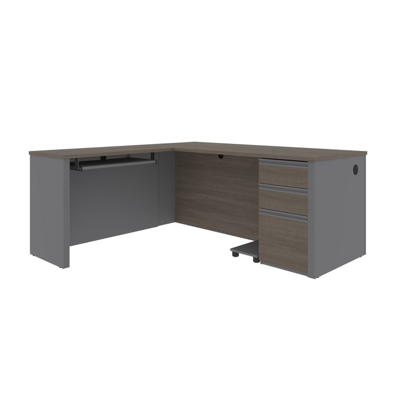 Bark Gray and Slate Premium Single-Pedestal L-shaped Desk - Image 3
