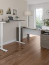 71" Adjustable L-Desk with Filing Area in Bark Gray & White