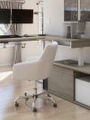 71" Dual Monitor Programmable L-Shaped Desk with Credenza in Walnut Gray and White