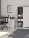 72" L-Shaped Executive Desk with Storage Cabinets in Bark Gray & White