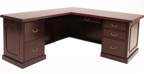 Prestige L-shaped Corner Veneer Desk in Mahogany