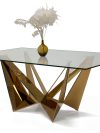 79" Clear Glass & Rose Gold Stainless Steel Executive Desk