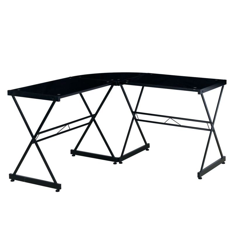 51" L-Shaped Wire Frame Black Desk - Image 2