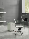 Ultra Chic Glass L-shaped Desk with Included White Cabinet