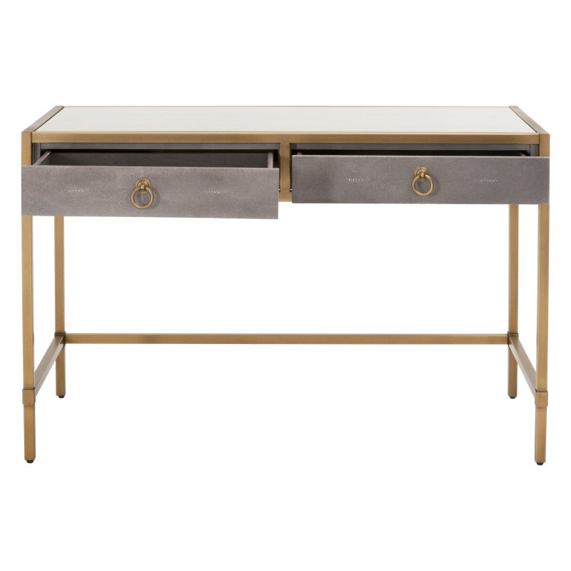 49" Brushed Gold and Strand Shagreen Desk - Image 2