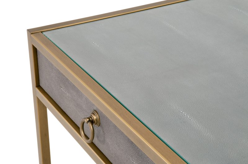 49" Brushed Gold and Strand Shagreen Desk - Image 4