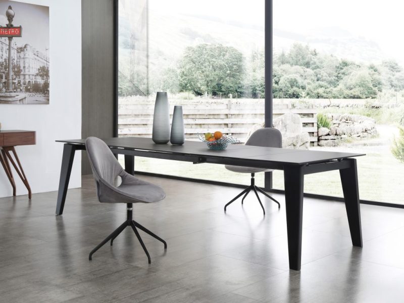 71"-110" Black Conference Table or Executive Desk with Ceramic & Glass Top