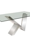 72" Modern Glass Executive Desk with V-Shaped Chromed Steel Base