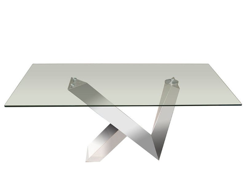 72" Modern Glass Executive Desk with V-Shaped Chromed Steel Base - Image 2