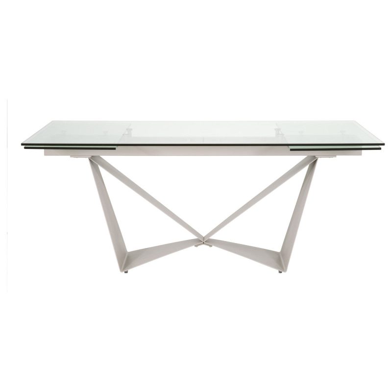Modern 71" - 107" Glass & Matte Gray Steel Conference Table - Image 2