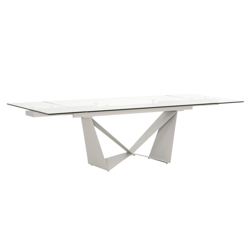 Modern 71" - 107" Glass & Matte Gray Steel Conference Table - Image 3