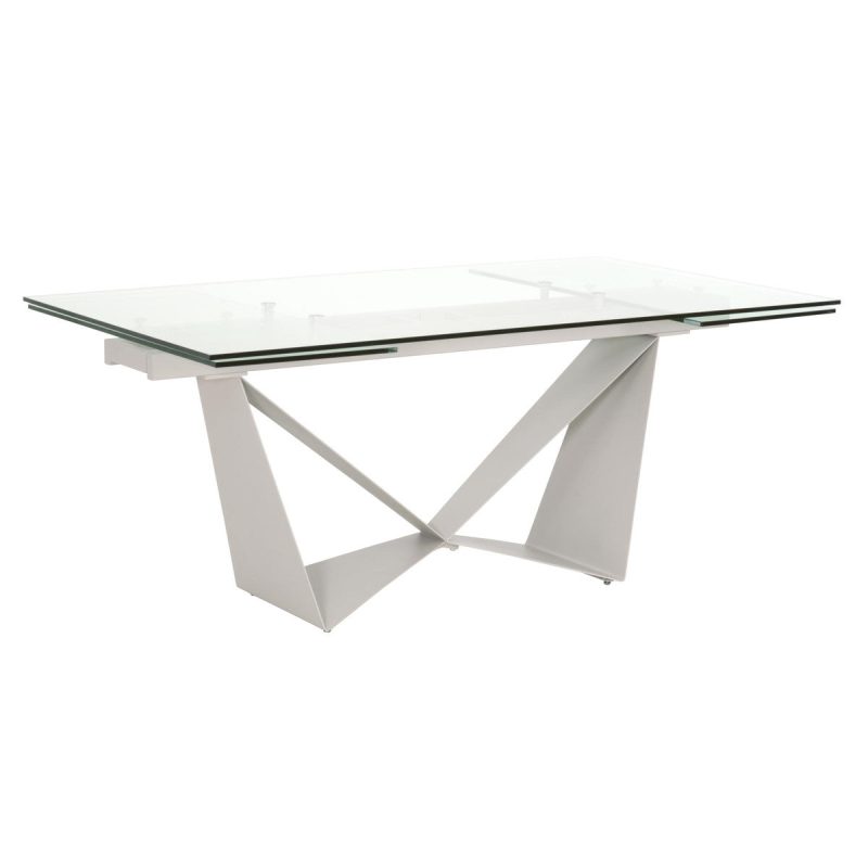 Modern 71" - 107" Glass & Matte Gray Steel Conference Table - Image 4