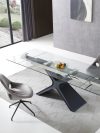 63"-95" Glass & Black Metal Executive Desk or Conference Table