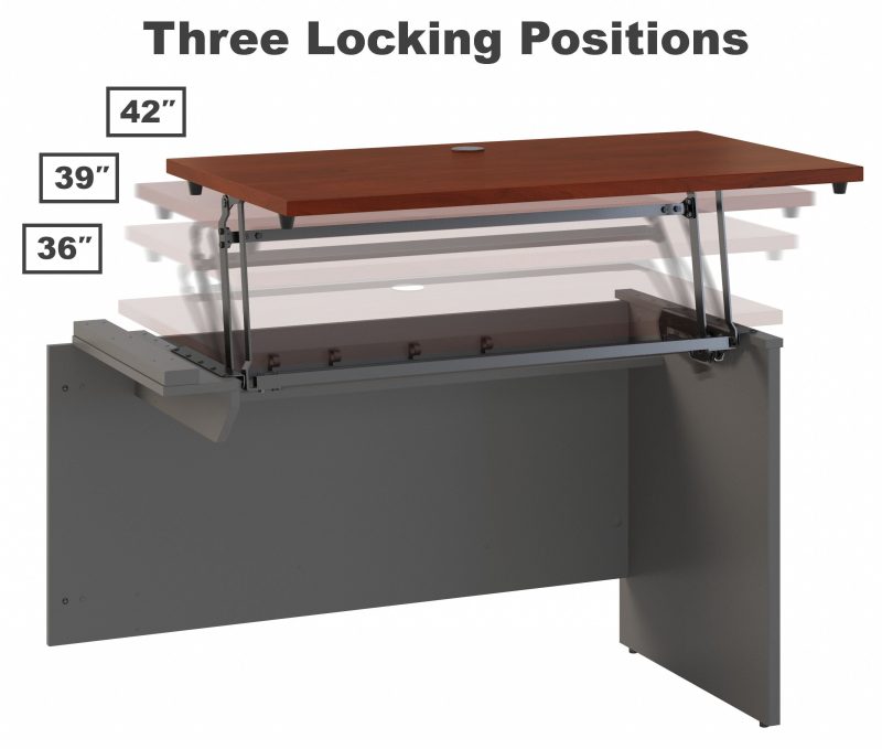 60" x 85" Cherry & Gray L-shaped Desk with Sit/Stand Return & Mobile File - Image 3