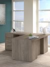 72" L-Shaped Modern Executive Desk with Drawers in Modern Hickory