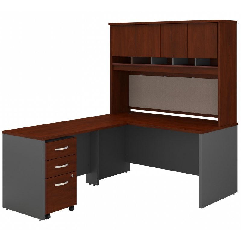 Cherry & Graphite Premium L-shaped Desk with Hutch & Mobile File - Image 2