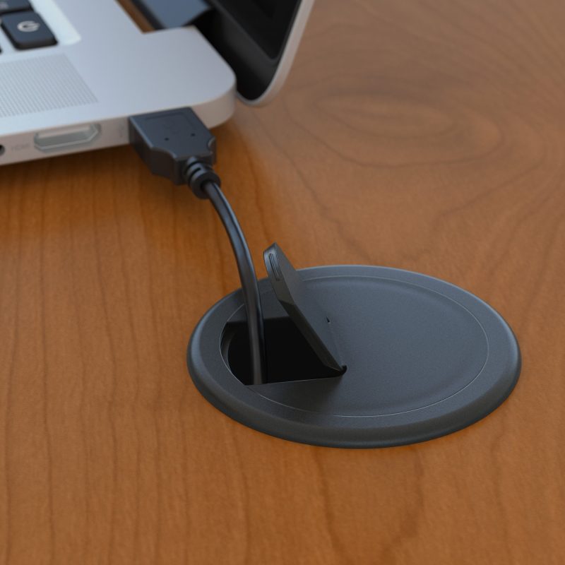 Natural Cherry & Graphite L-Shaped Desk with Mobile File - Image 3