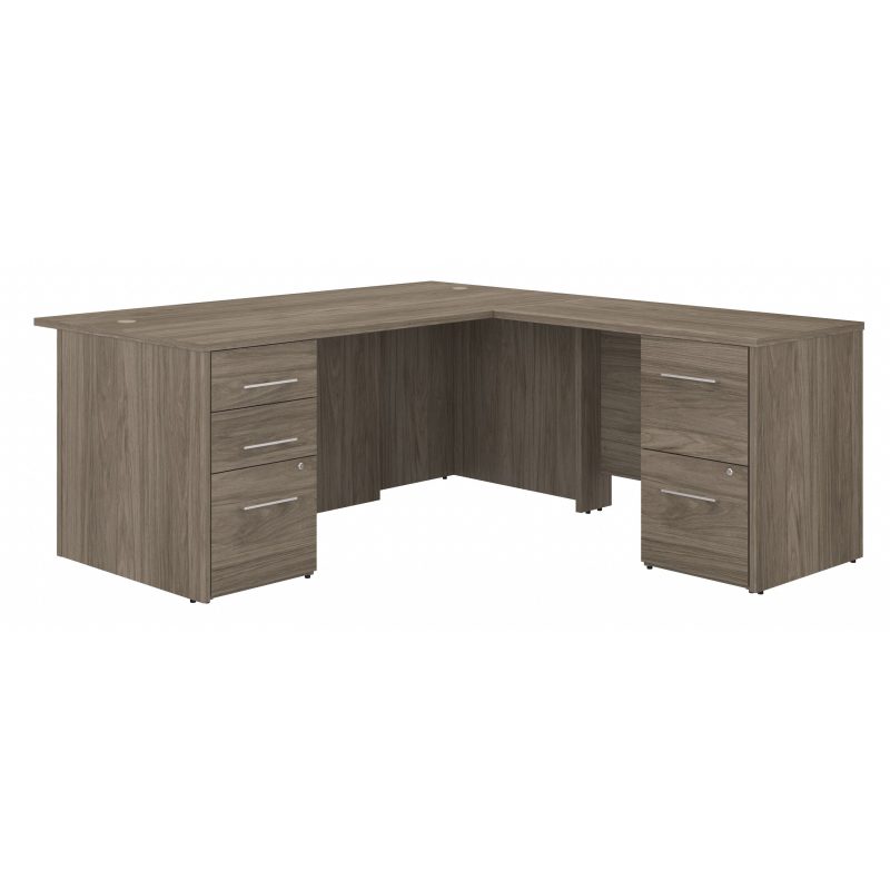 72" L-Shaped Modern Executive Desk with Drawers in Modern Hickory - Image 2