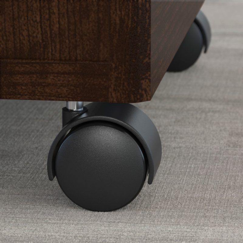 Mocha Cherry Modern L-shaped Desk with Sit/Stand Return and Mobile File - Image 6