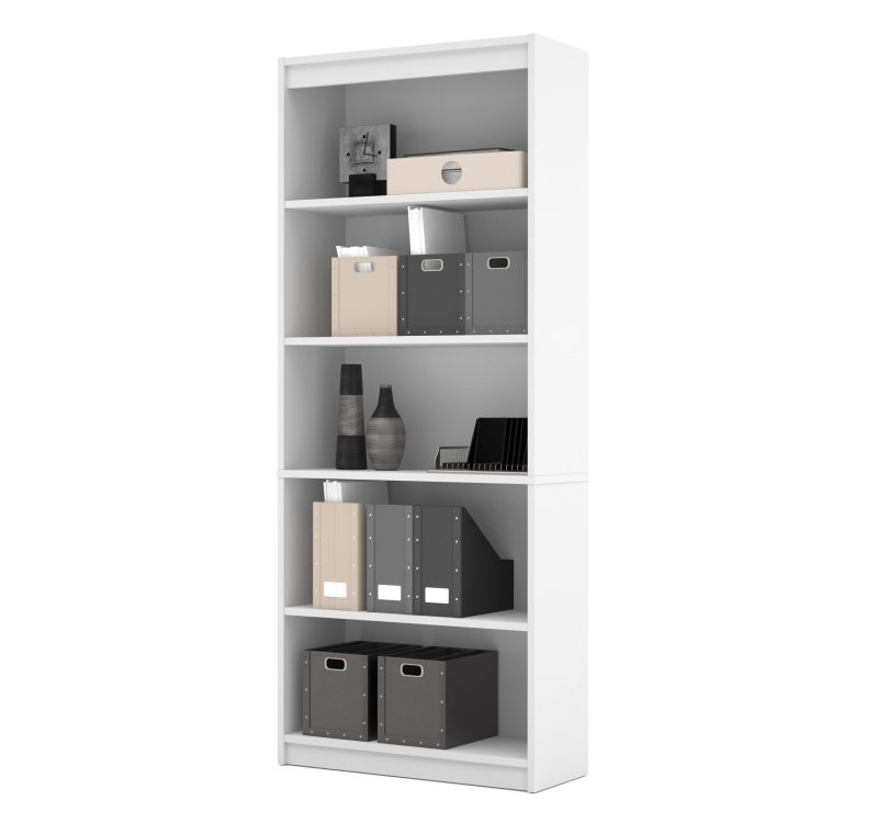 White & Walnut Gray Modern L-shaped Desk - Image 10