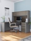 L-shaped Desk with Hutch in Modern Bark Gray and Slate