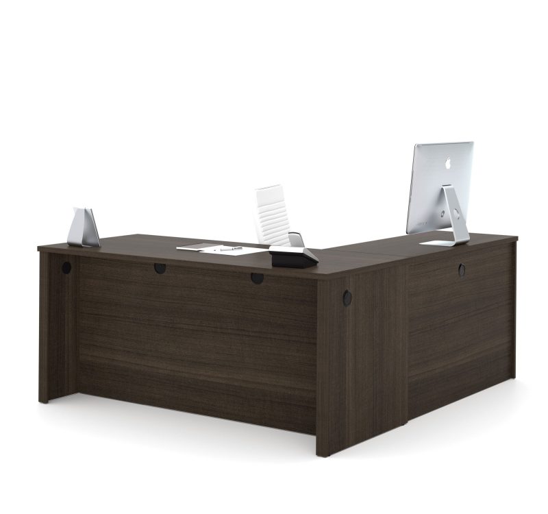 Modern L-shaped Desk in Dark Chocolate Finish - Image 2