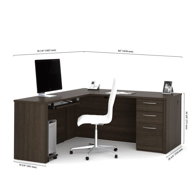 Modern L-shaped Desk in Dark Chocolate Finish - Image 3