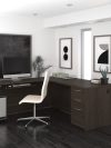 Modern 71" x 76" L-shaped Desk in Dark Chocolate Finish