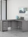 Platinum Gray 60" x 72" Modern L-shaped Office Desk with Mobile File