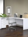 White 72" L-Shaped Desk with 42" Return and Mobile Pedestal