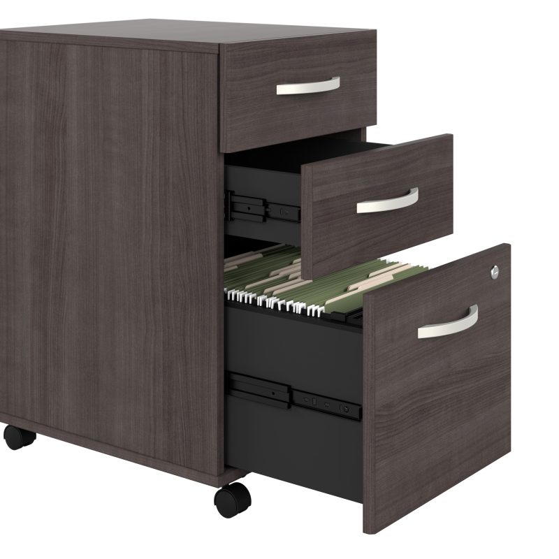 60" x 72" Modern L-shaped Office Desk with Mobile File in Storm Gray - Image 3