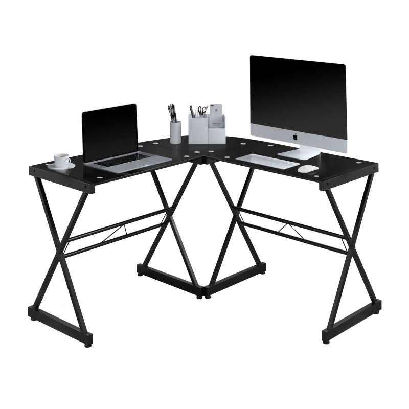 51" L-Shaped Wire Frame Black Desk - Image 3