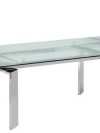78" - 106" Modern Glass Conference Table with Angled Chrome Legs