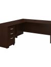 66" X 77" Modern L-shaped Desk with 3-Drawer Mobile Pedestal in Mocha Cherry