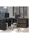 71" x 83" L-Shaped Desk with Oversized File Drawers in Antigua and Black