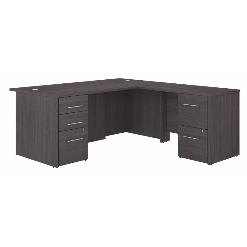 72" L-Shaped Modern Executive Desk with Drawers in Storm Gray - Image 2