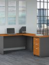 Natural Cherry & Graphite L-Shaped Desk with Mobile File