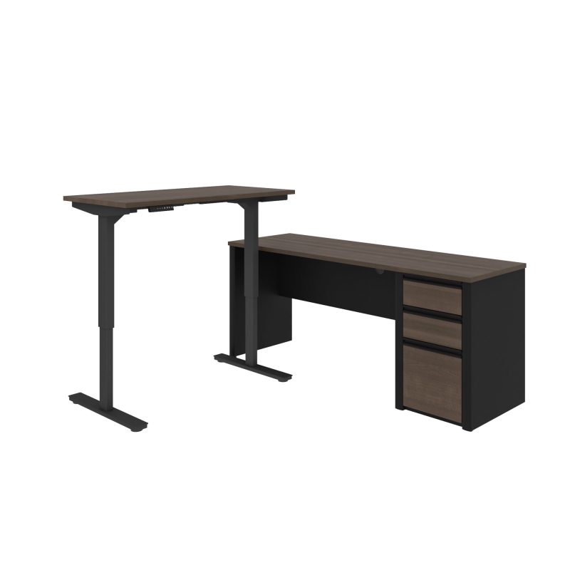 Antigua & Black 71" Single Pedestal Desk with Height Adjustable Side - Image 3