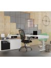 71" Adjustable Standing Desk in Black & White with Credenza