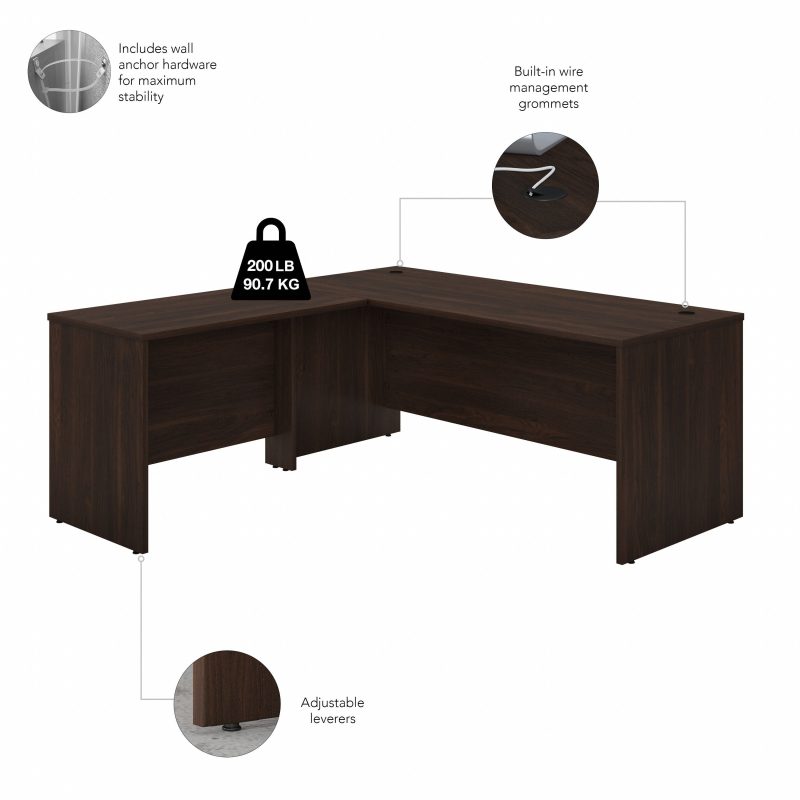 Black Walnut 72" x 72" L-Shaped Modern Office Desk - Image 4