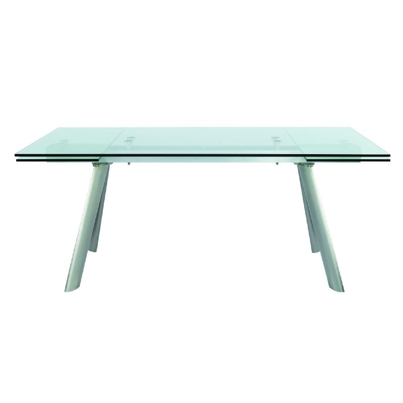 71" - 102" Premium Glass Conference Table with Brushed Stainless Legs - Image 3